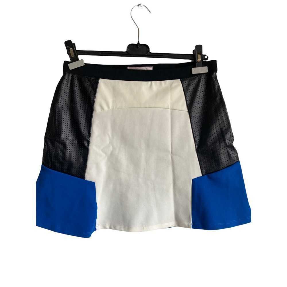 Romeo & Juliet Couture Faux Leather Panel Colorblock A Line Skirt Medium